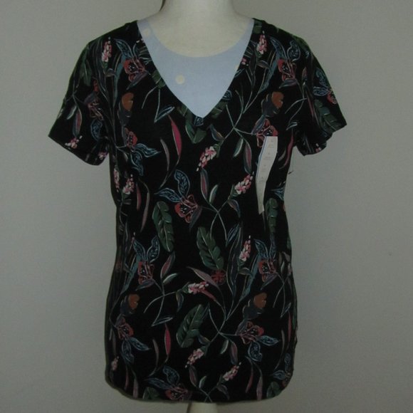 💰 3/$25.00 Women's a.n.d. Short Sleeve Floral Top Size Large NWT. - Picture 1 of 5